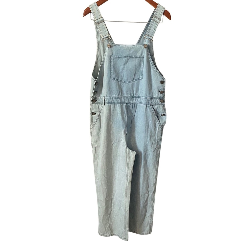 Storia Anthropologie Women Light Wash Denim Overalls Straight Leg Small Boho